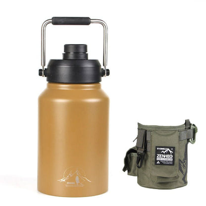 64oz Large - Capacity Stainless Steel Space Bottle: Leak - Proof, Convenient Handle - Terozi