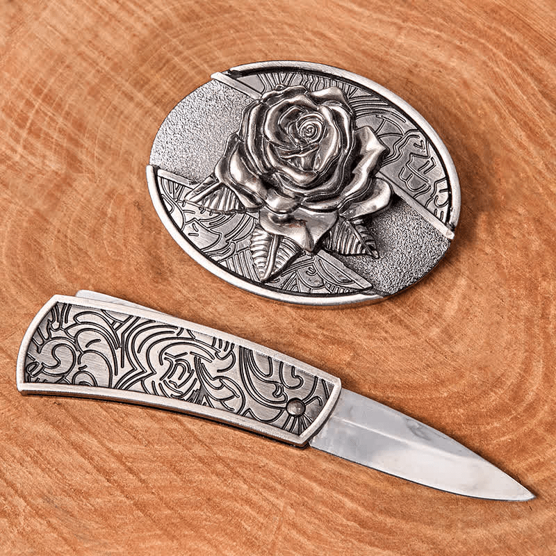RetroCraft Knife Belt – Classic Leather with Hidden Folding Blade - Terozi